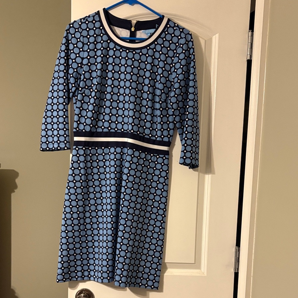 Draper James Navy and White Circle Pattern Dress